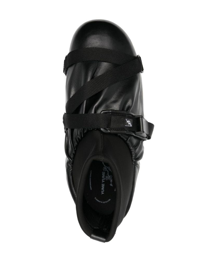 Black Camp Leather Buckled Sneakers