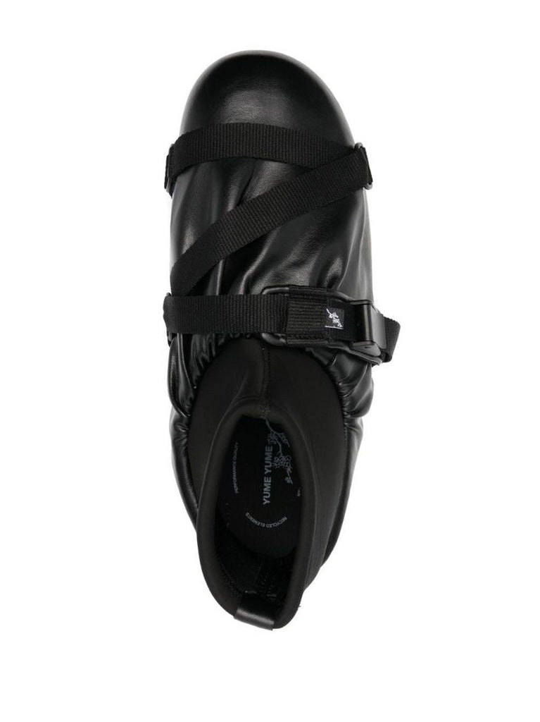 Black Camp Leather Buckled Sneakers