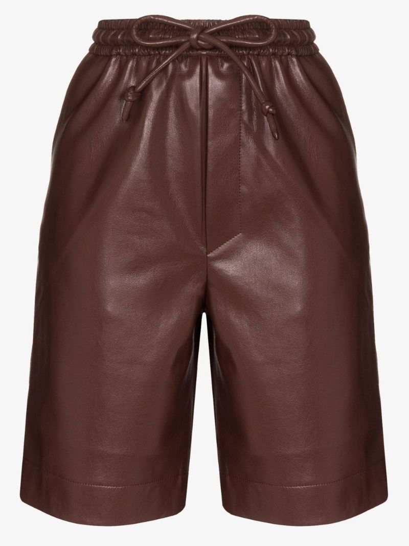 Brown Munira Vegan Leather Shorts