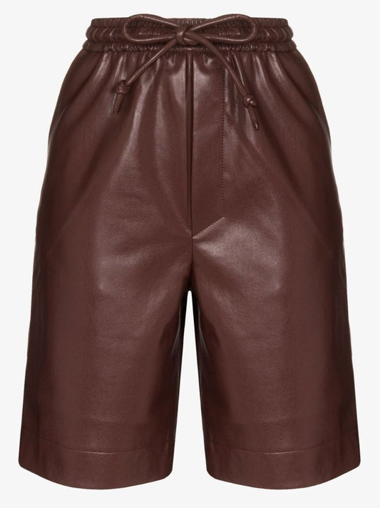 Brown Munira Vegan Leather Shorts