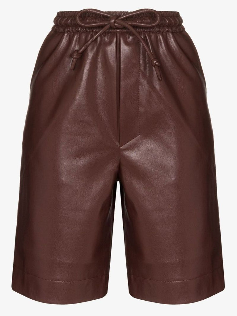 Brown Munira Vegan Leather Shorts
