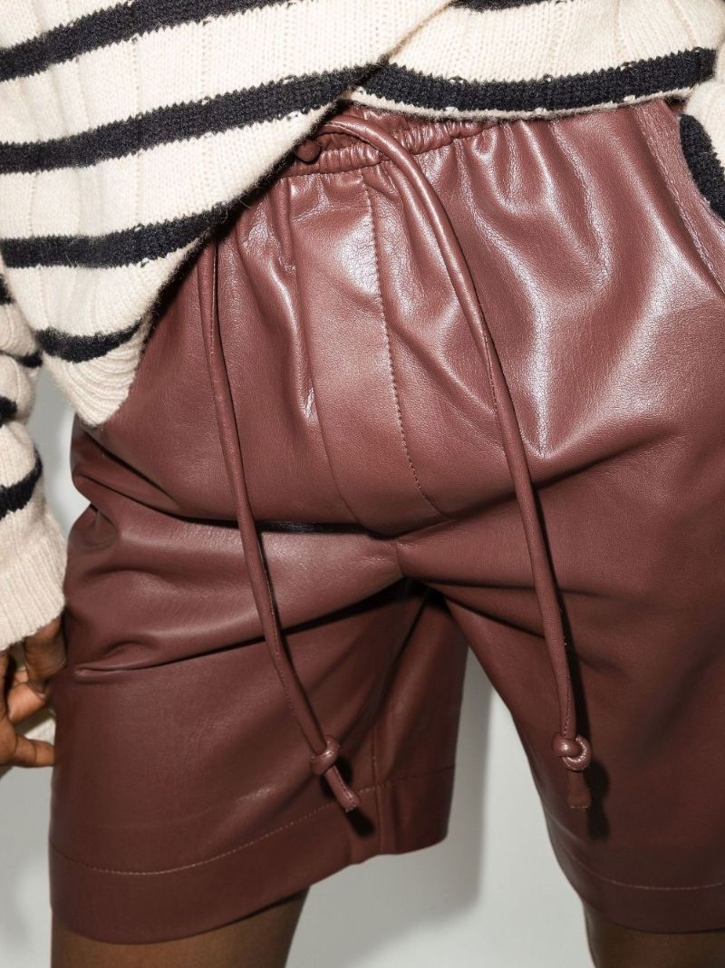 Brown Munira Vegan Leather Shorts