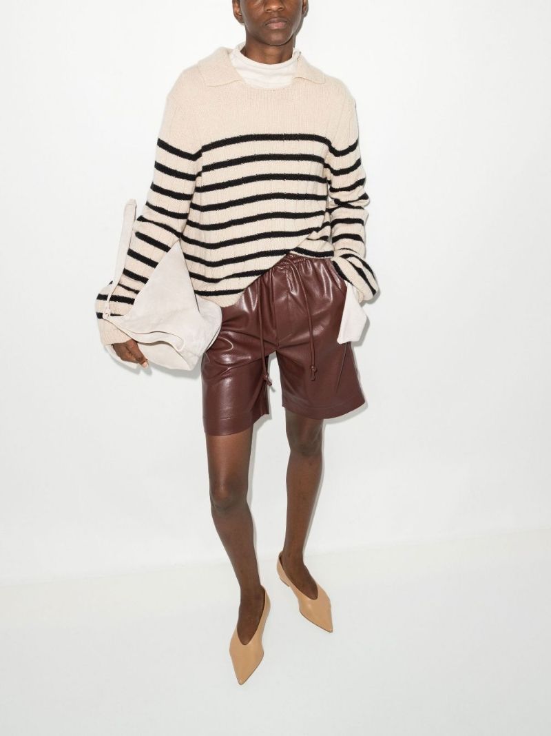 Brown Munira Vegan Leather Shorts