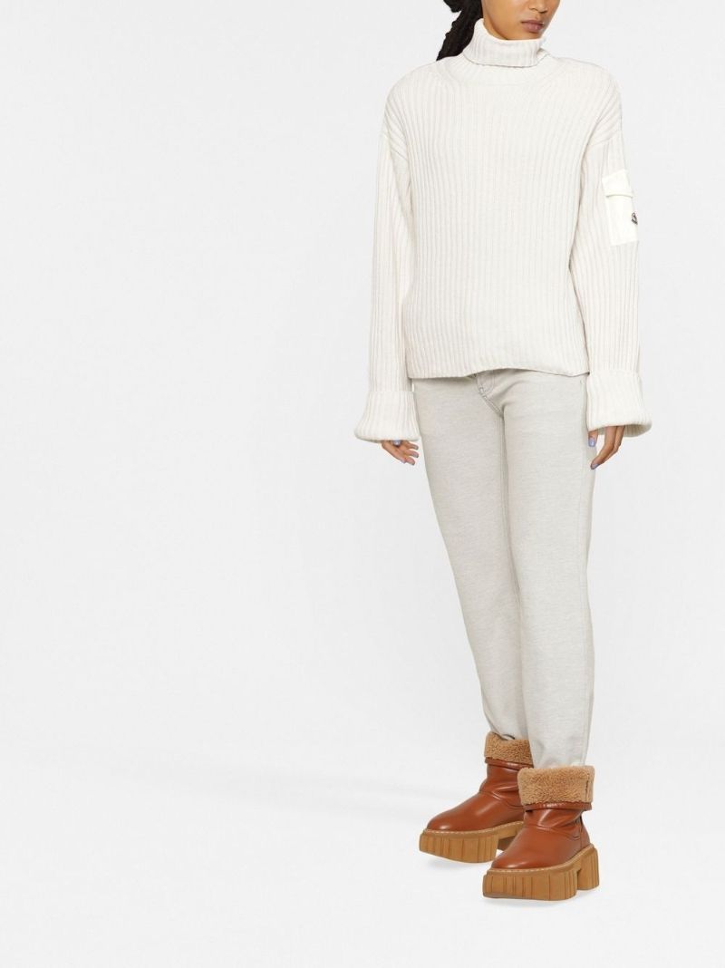 Neutral Ribbed Wool Sweater