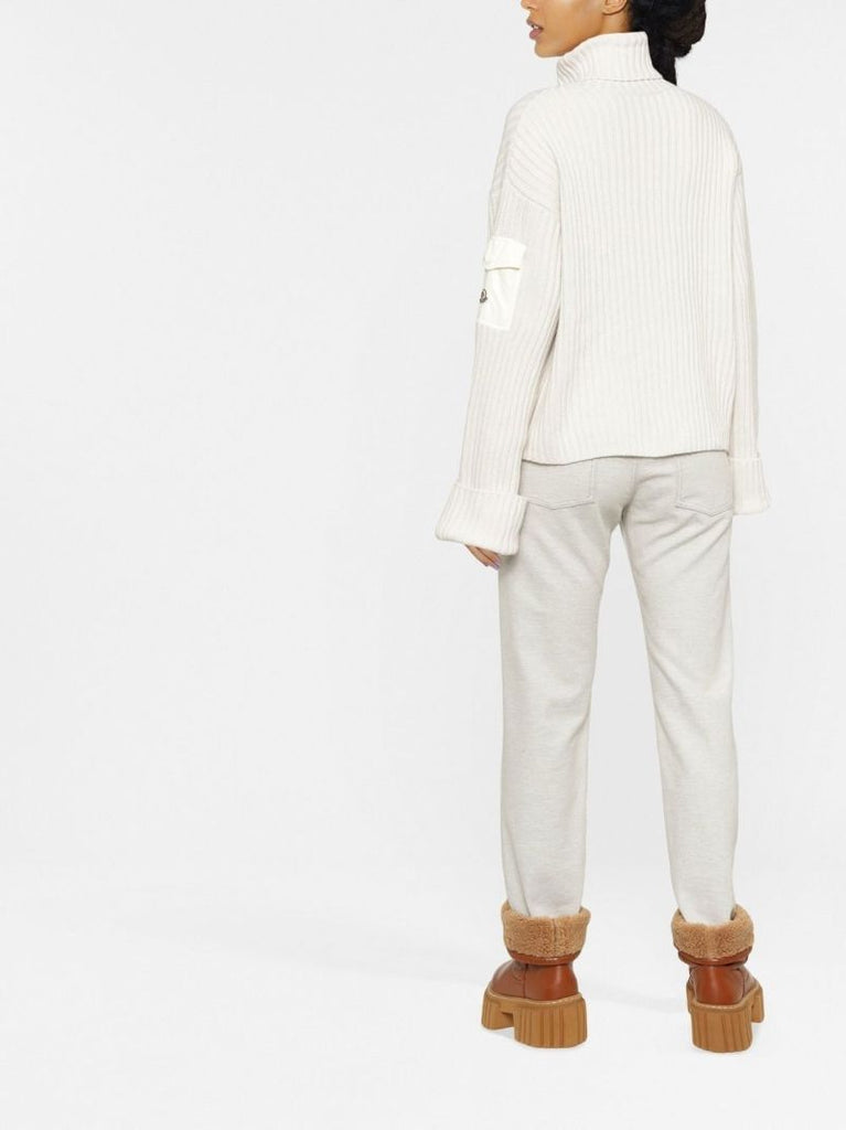 Neutral Ribbed Wool Sweater