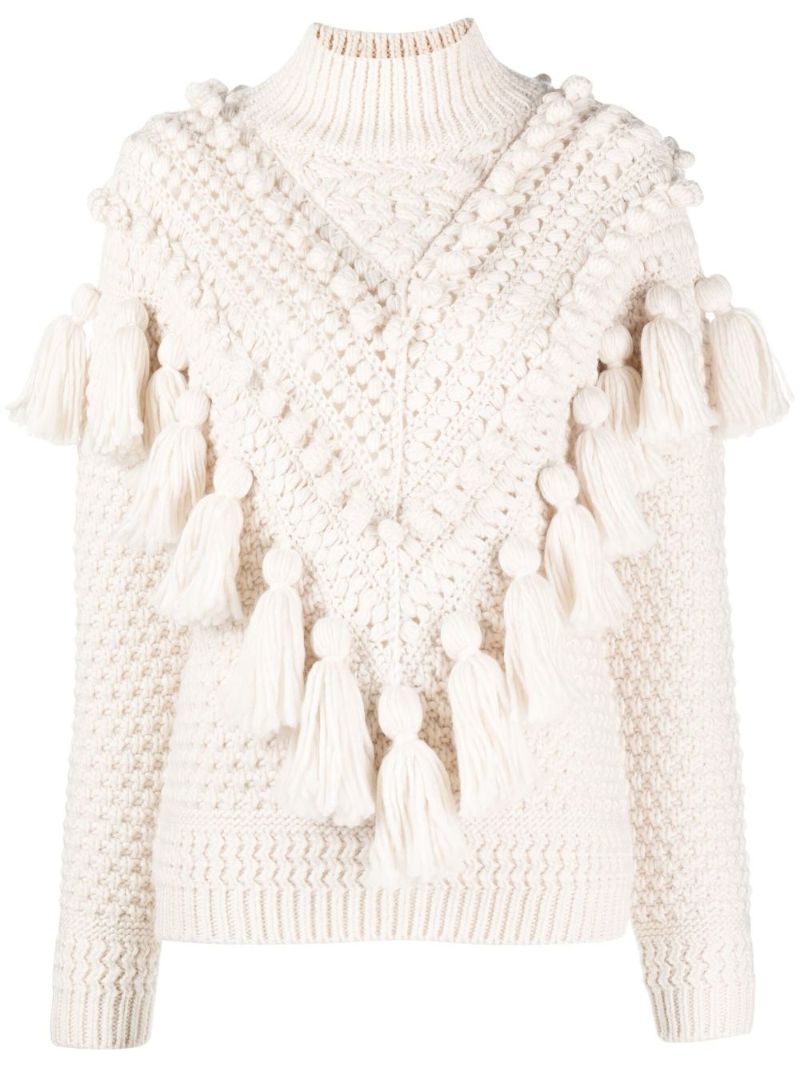 Neutral Kaleidoscope Crochet Wool Sweater