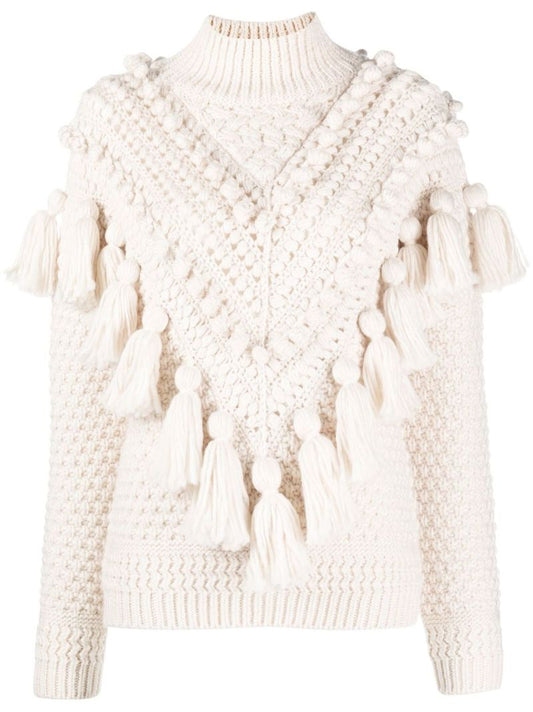 Neutral Kaleidoscope Crochet Wool Sweater