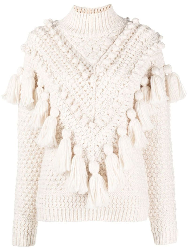 Neutral Kaleidoscope Crochet Wool Sweater