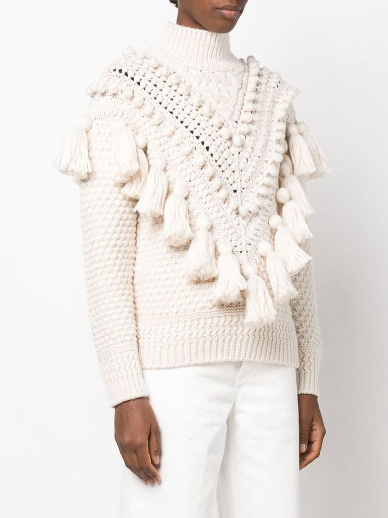 Neutral Kaleidoscope Crochet Wool Sweater