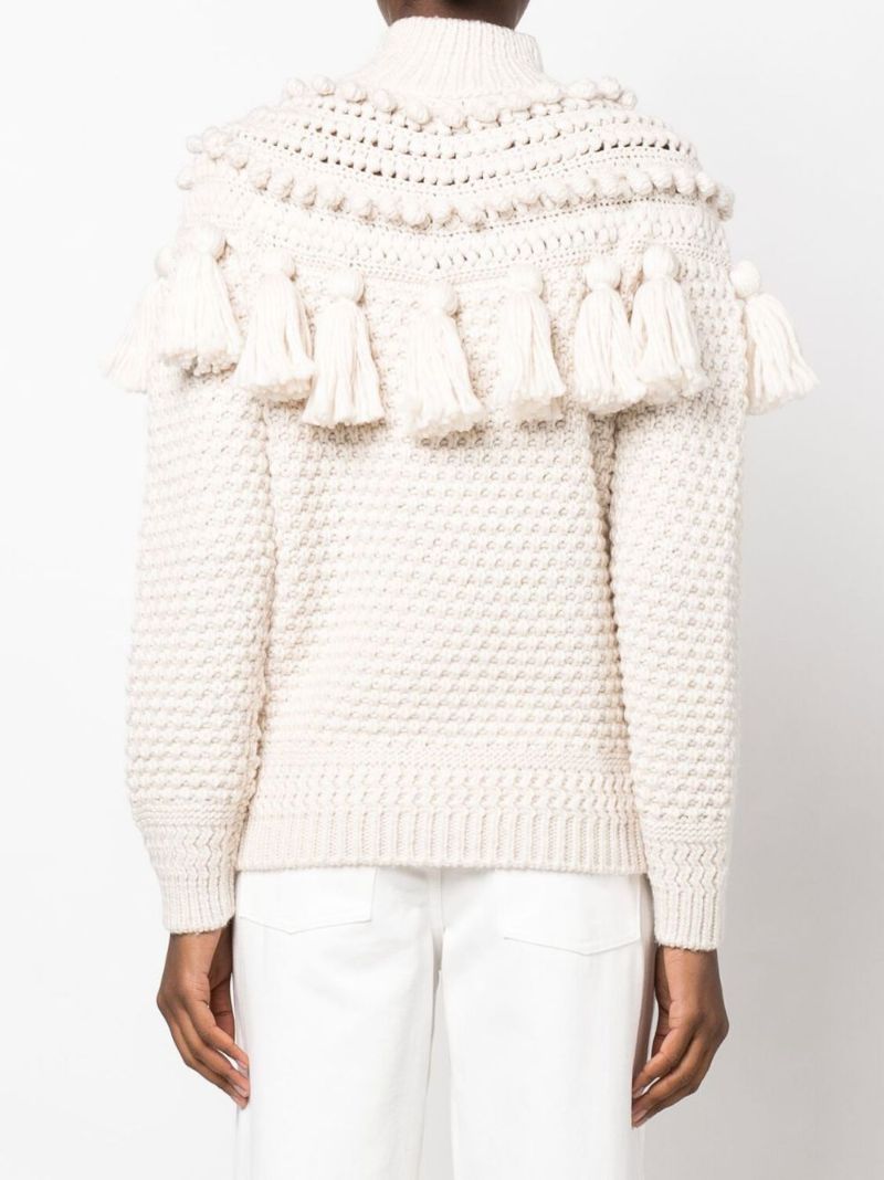 Neutral Kaleidoscope Crochet Wool Sweater