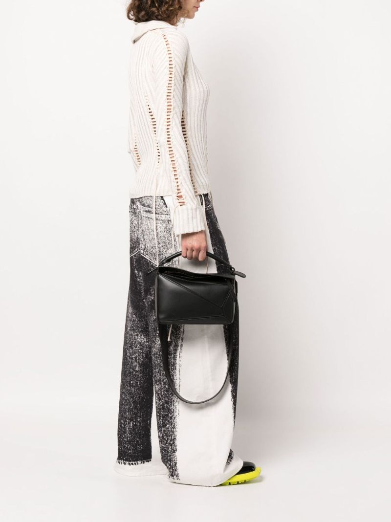 Black Small Leather Puzzle Bag