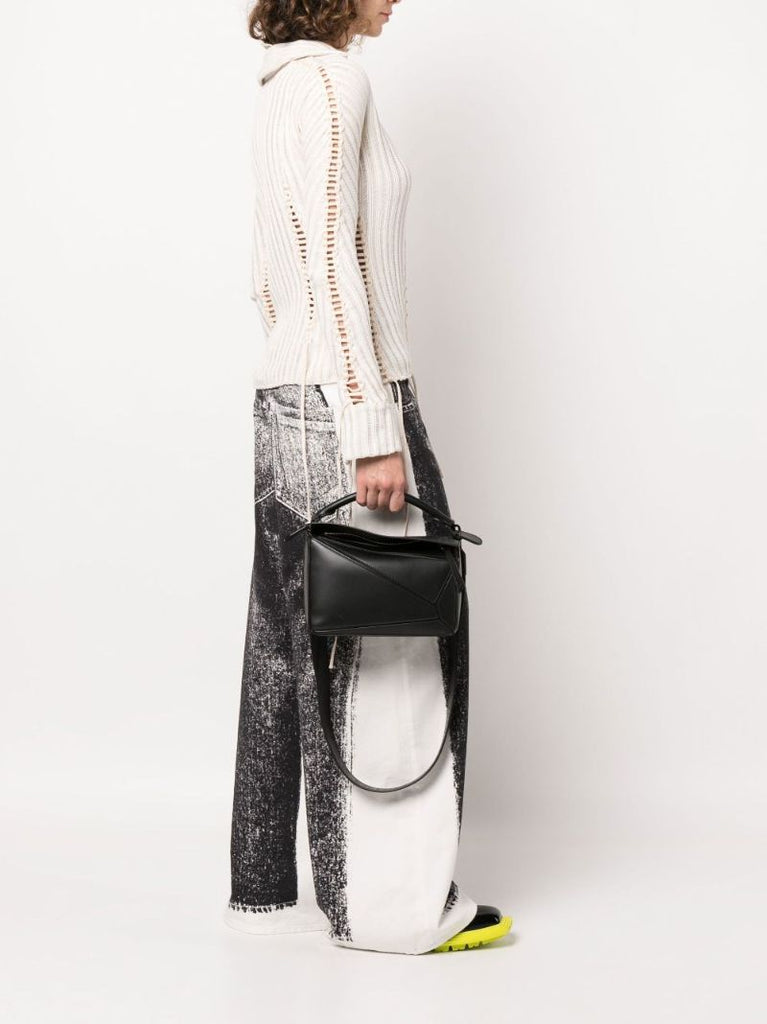 Black Small Leather Puzzle Bag