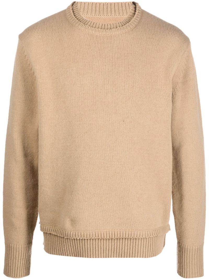 Brown Layered Crew-neck Sweater