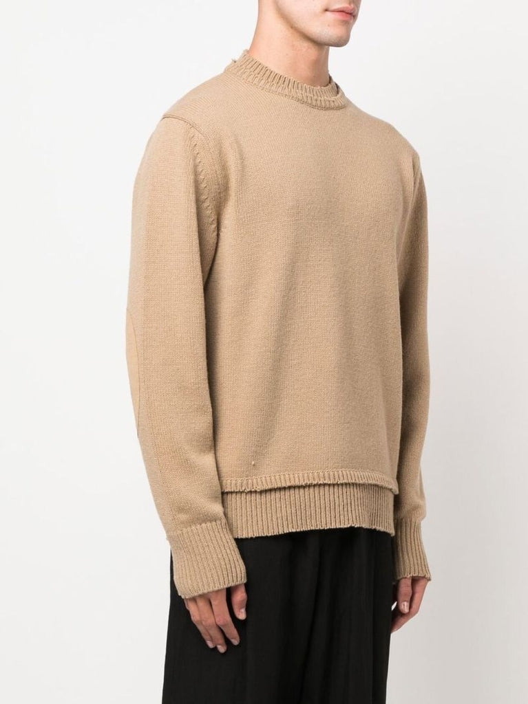 Brown Layered Crew-neck Sweater