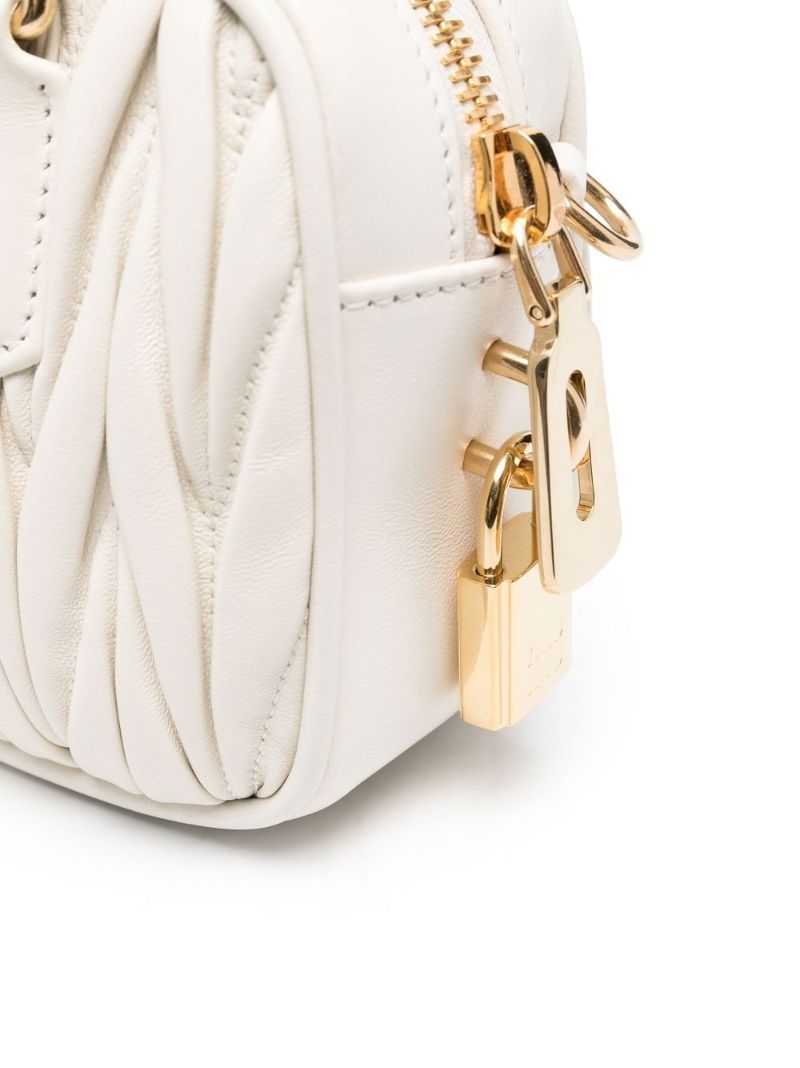 White MatelassÃ_x0083_Â© Quilted Leather Tote Bag