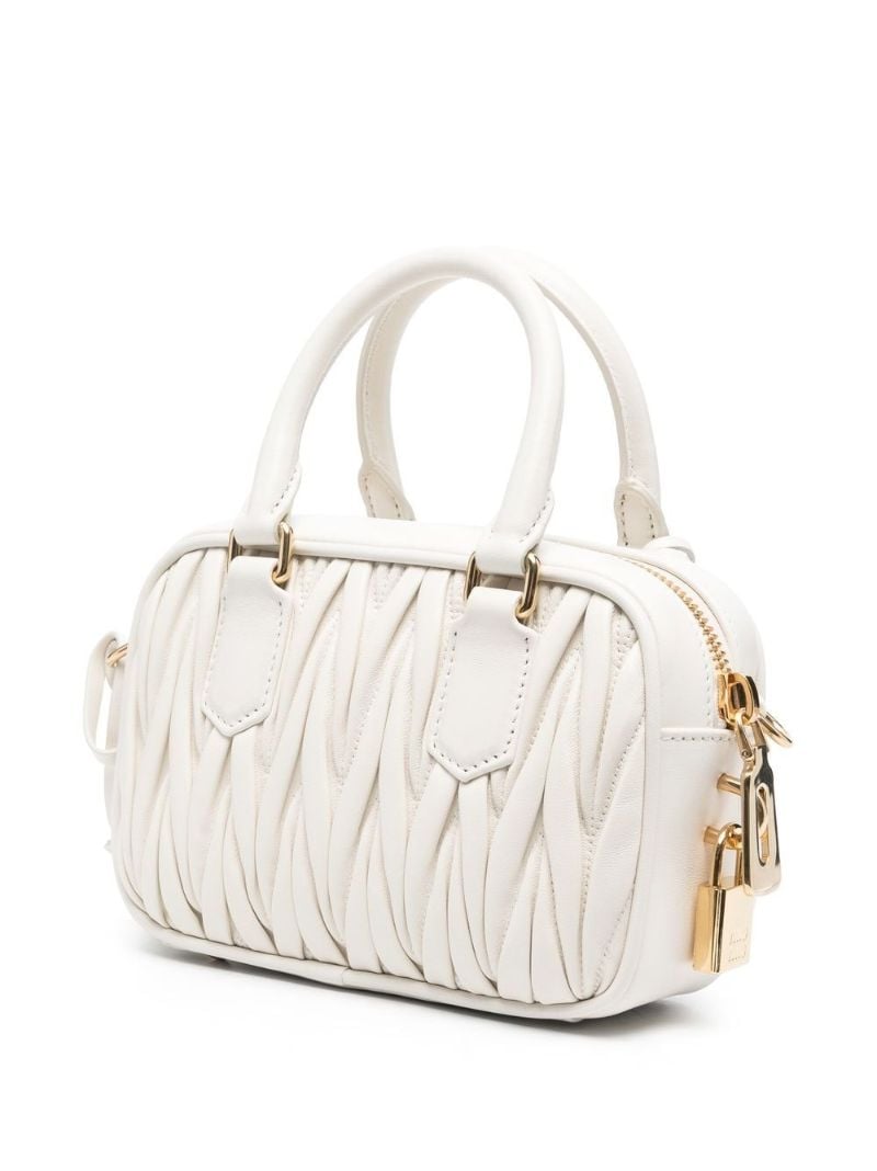 White MatelassÃ_x0083_Â© Quilted Leather Tote Bag