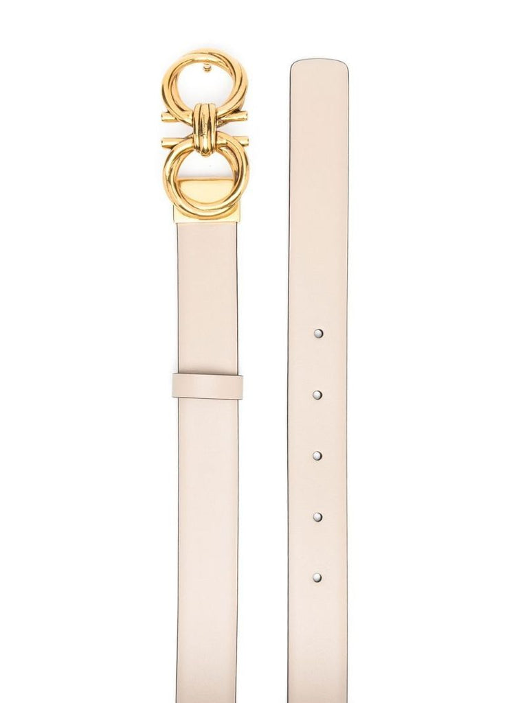 Neutral Donna Gancini Leather Belt