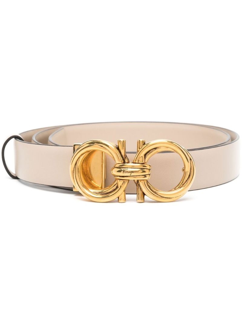 Neutral Donna Gancini Leather Belt