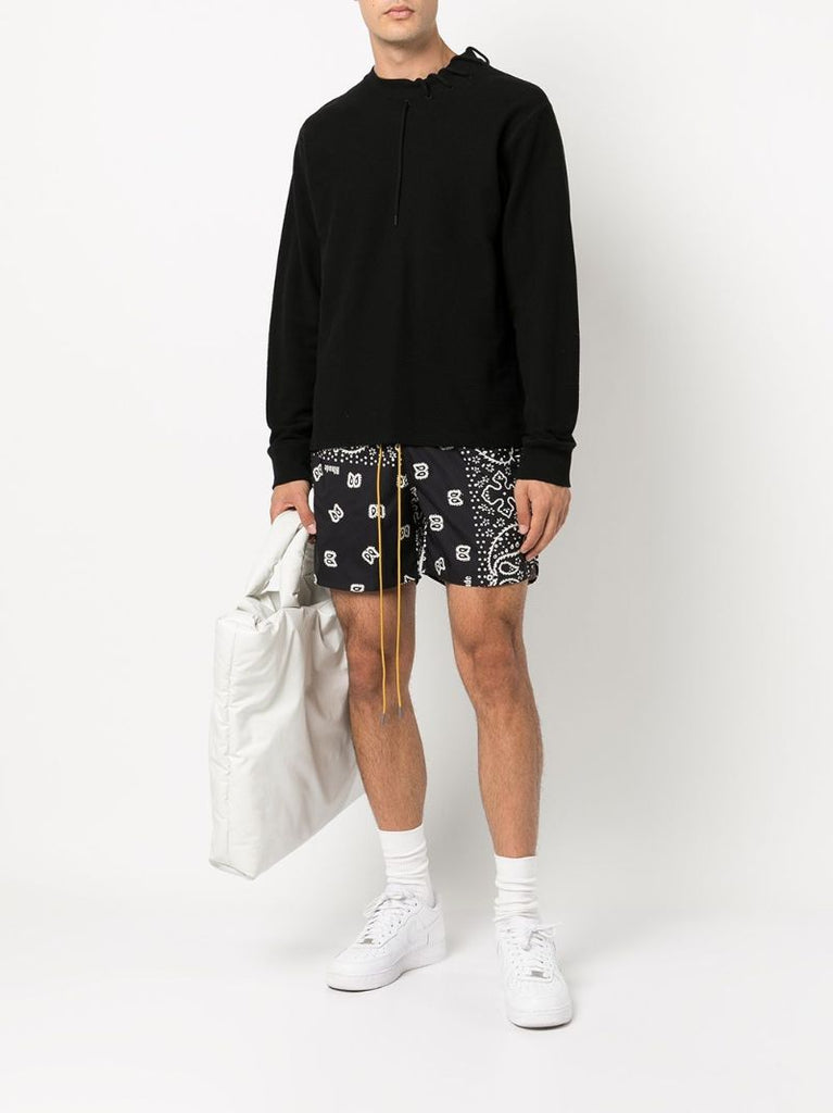 Black Bandana Print Swim Shorts
