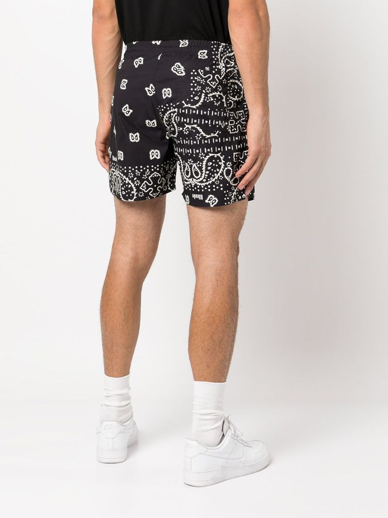 Black Bandana Print Swim Shorts