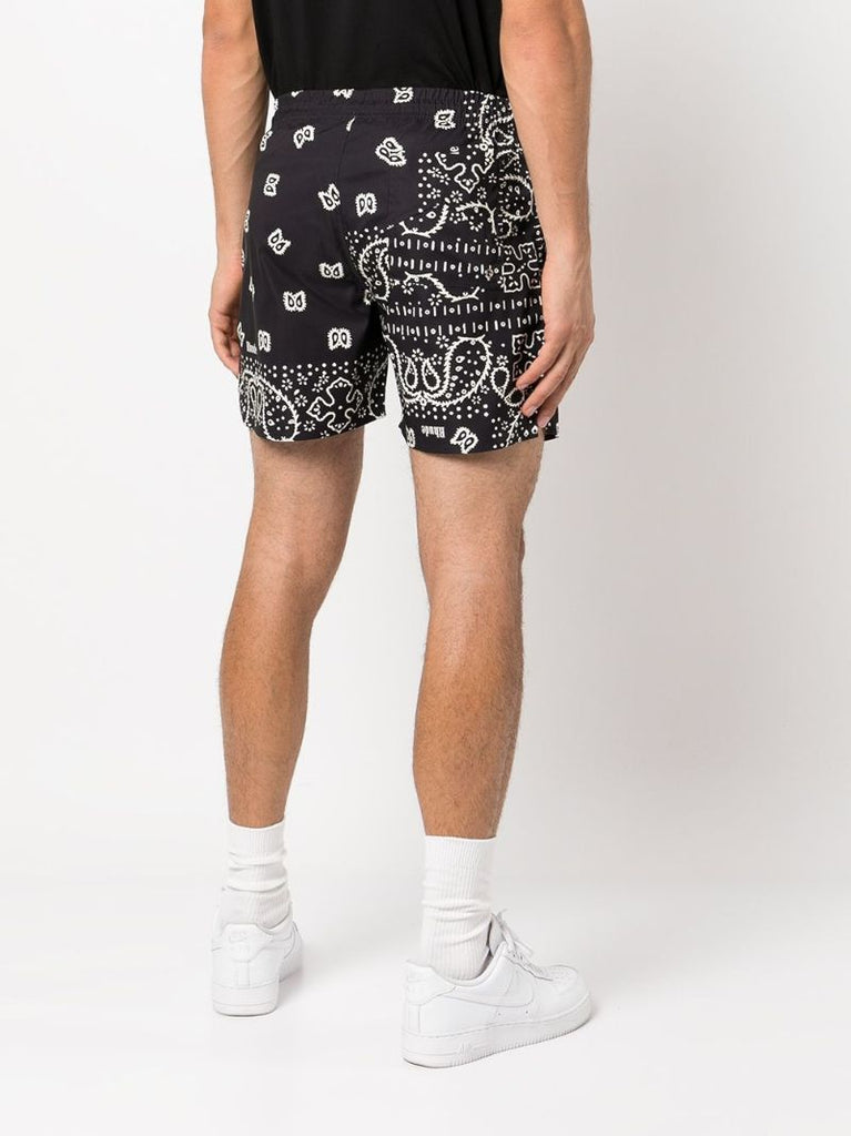 Black Bandana Print Swim Shorts