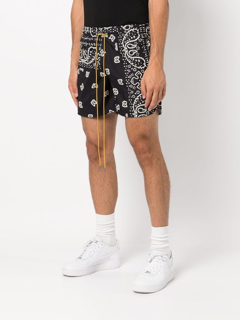 Black Bandana Print Swim Shorts