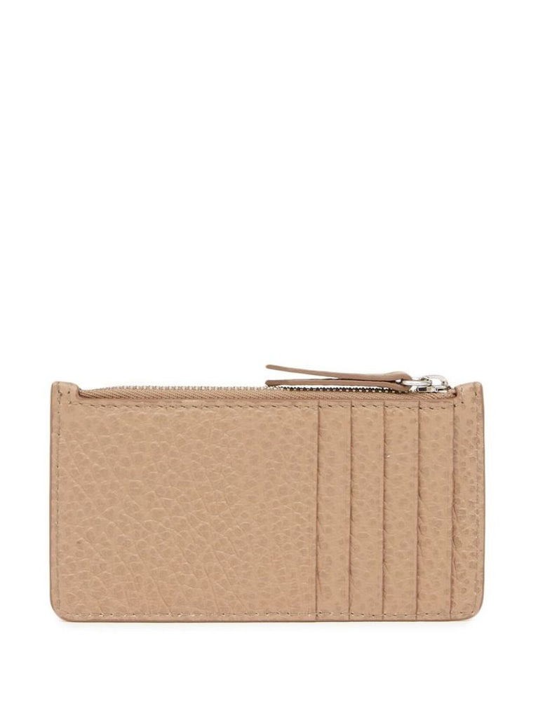 Neutral Four Stitch Logo Zip Wallet