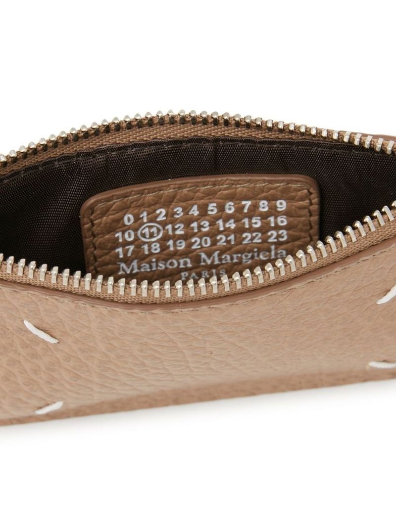 Neutral Four Stitch Logo Zip Wallet