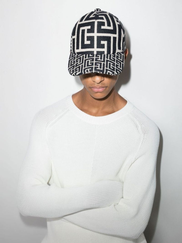 Black Monogram Jacquard Baseball Cap