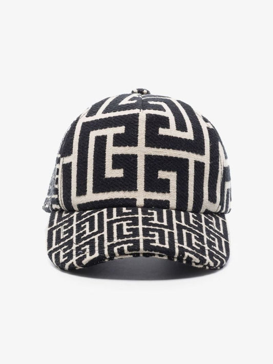 Black Monogram Jacquard Baseball Cap