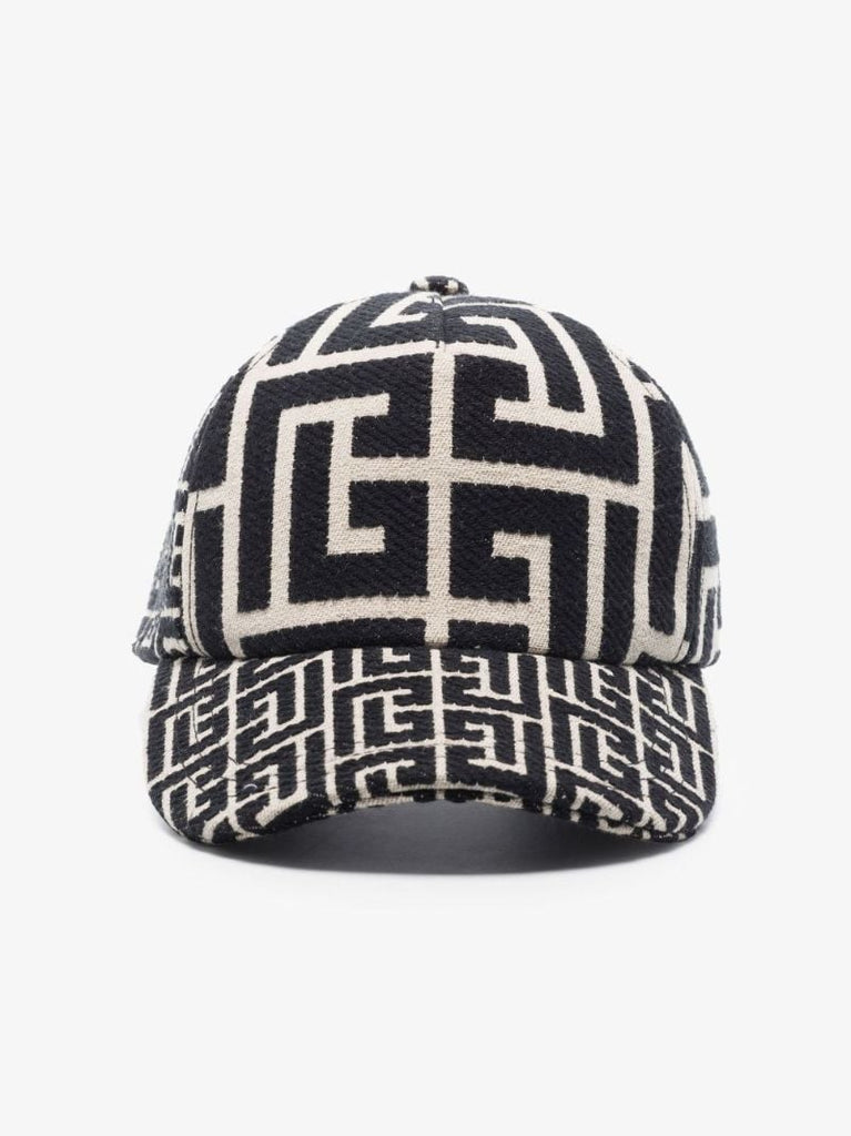 Black Monogram Jacquard Baseball Cap