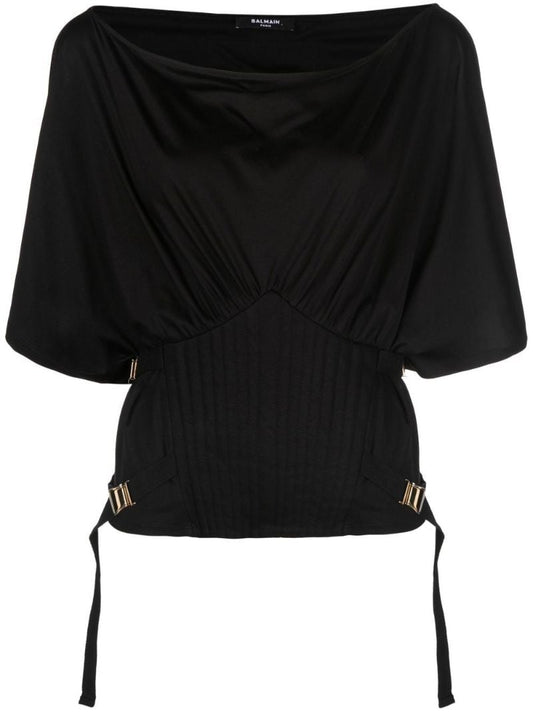 Black Buckle Detail Top