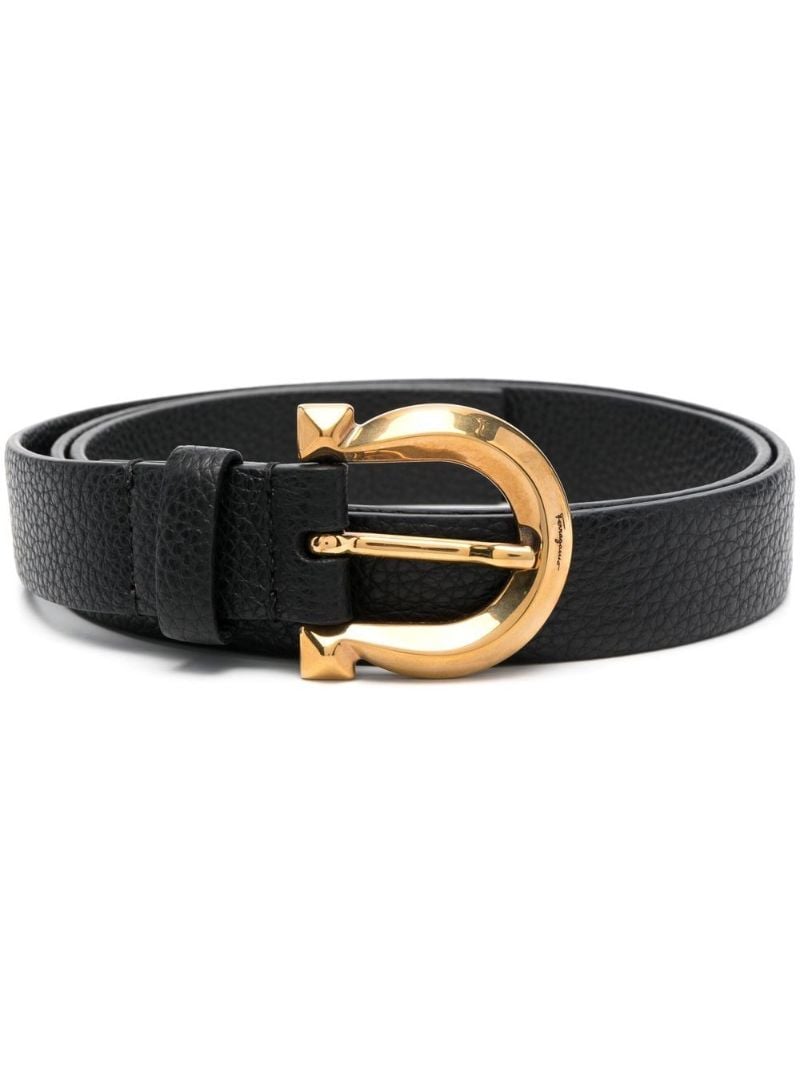 Black Gancini Leather Belt