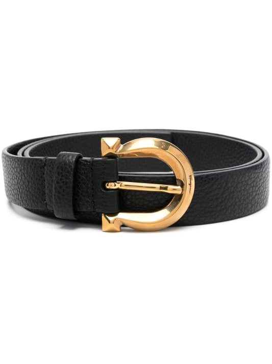Black Gancini Leather Belt