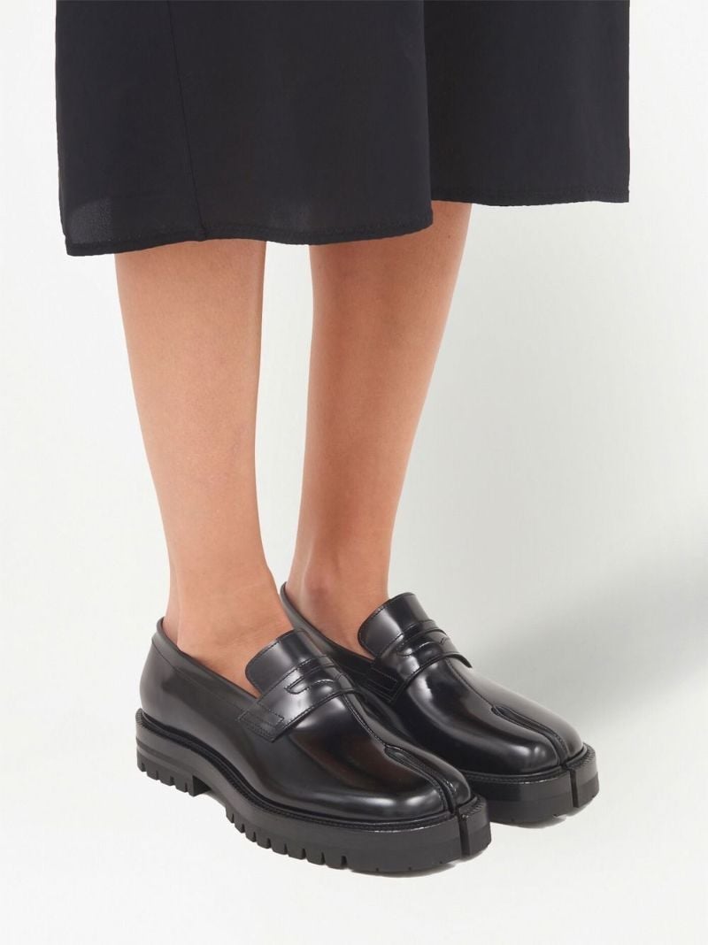 Black Tabi Leather Loafers