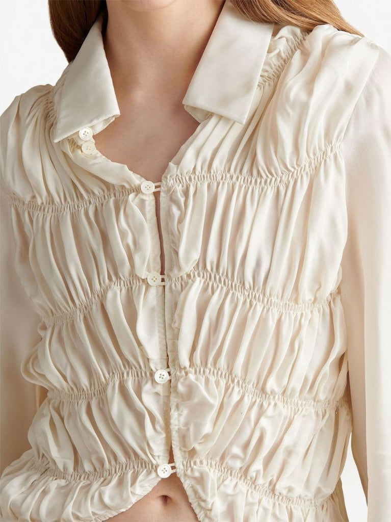 White the Brena Smocked Top