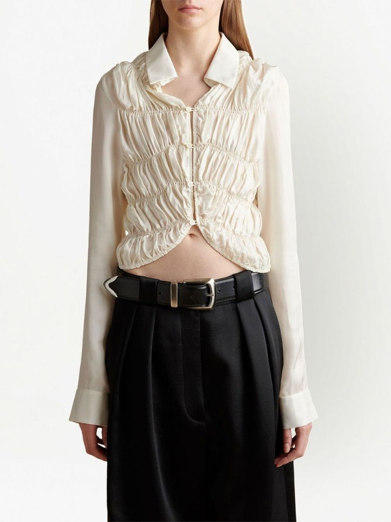 White the Brena Smocked Top