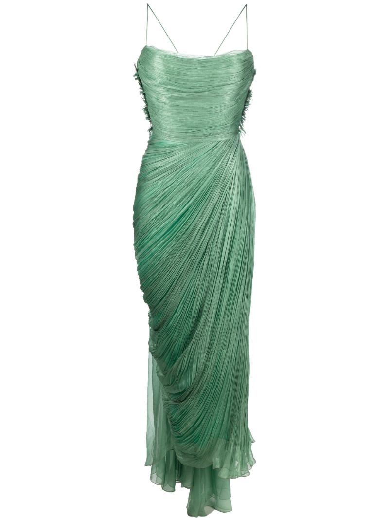 Green Siona PlissÃ_x0083_Â© Silk Midi Dress