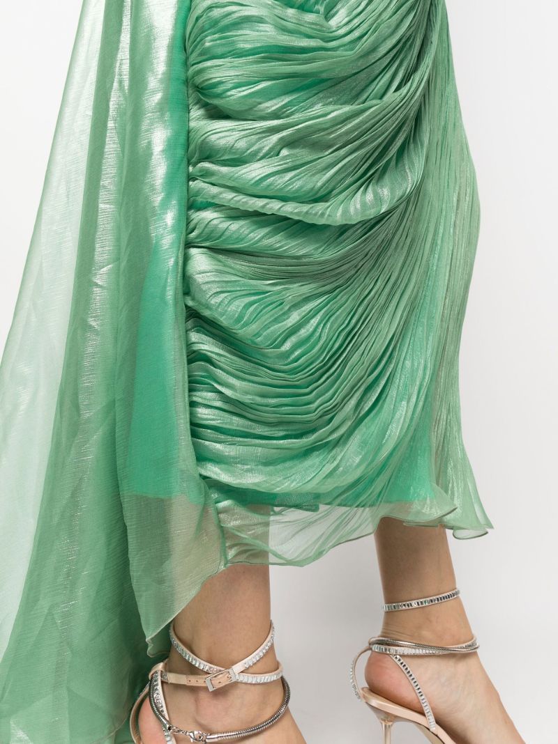 Green Siona PlissÃ_x0083_Â© Silk Midi Dress