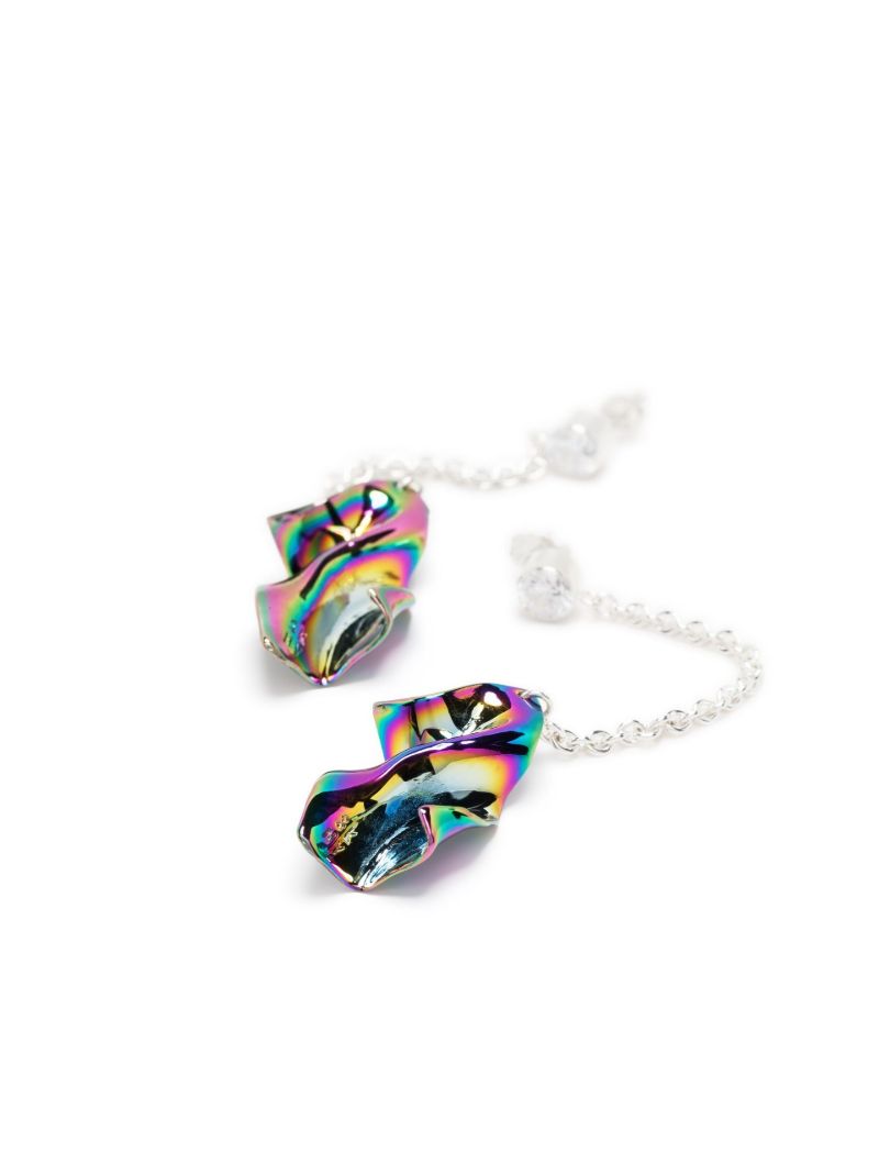 Sterling Silver Gelsey Iridescent Fold Crystal Drop Earrings