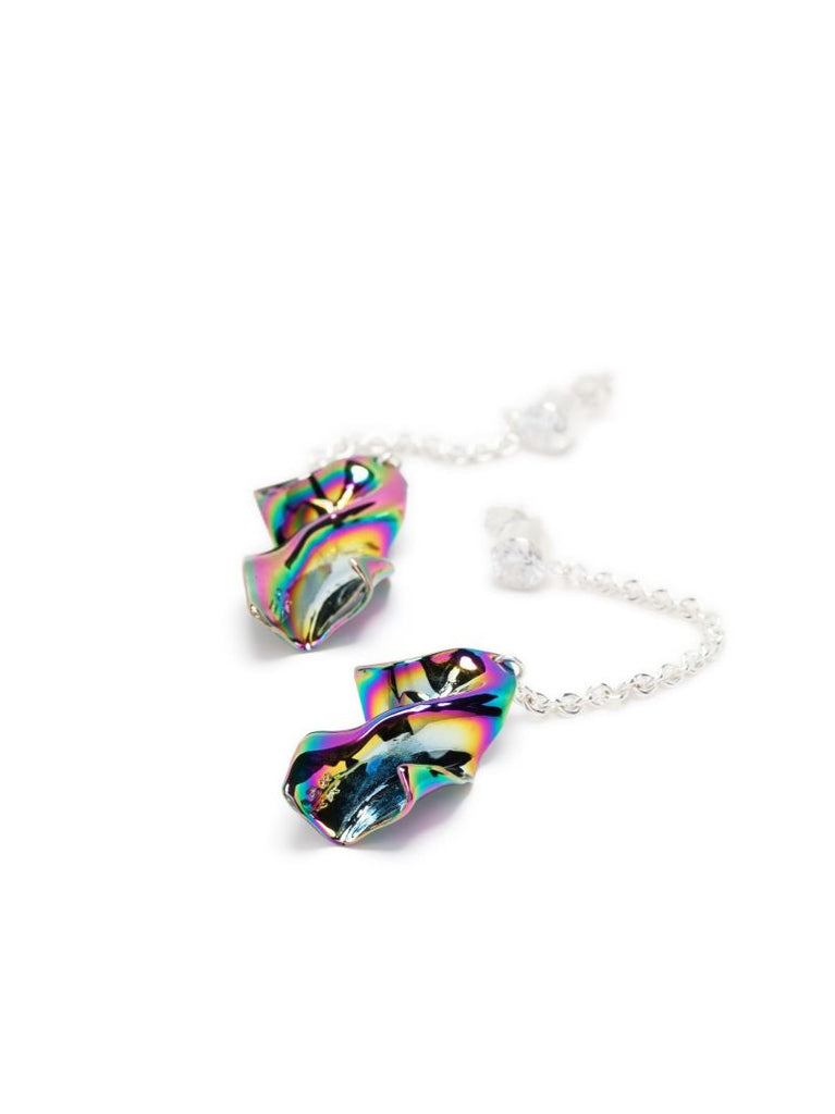 Sterling Silver Gelsey Iridescent Fold Crystal Drop Earrings