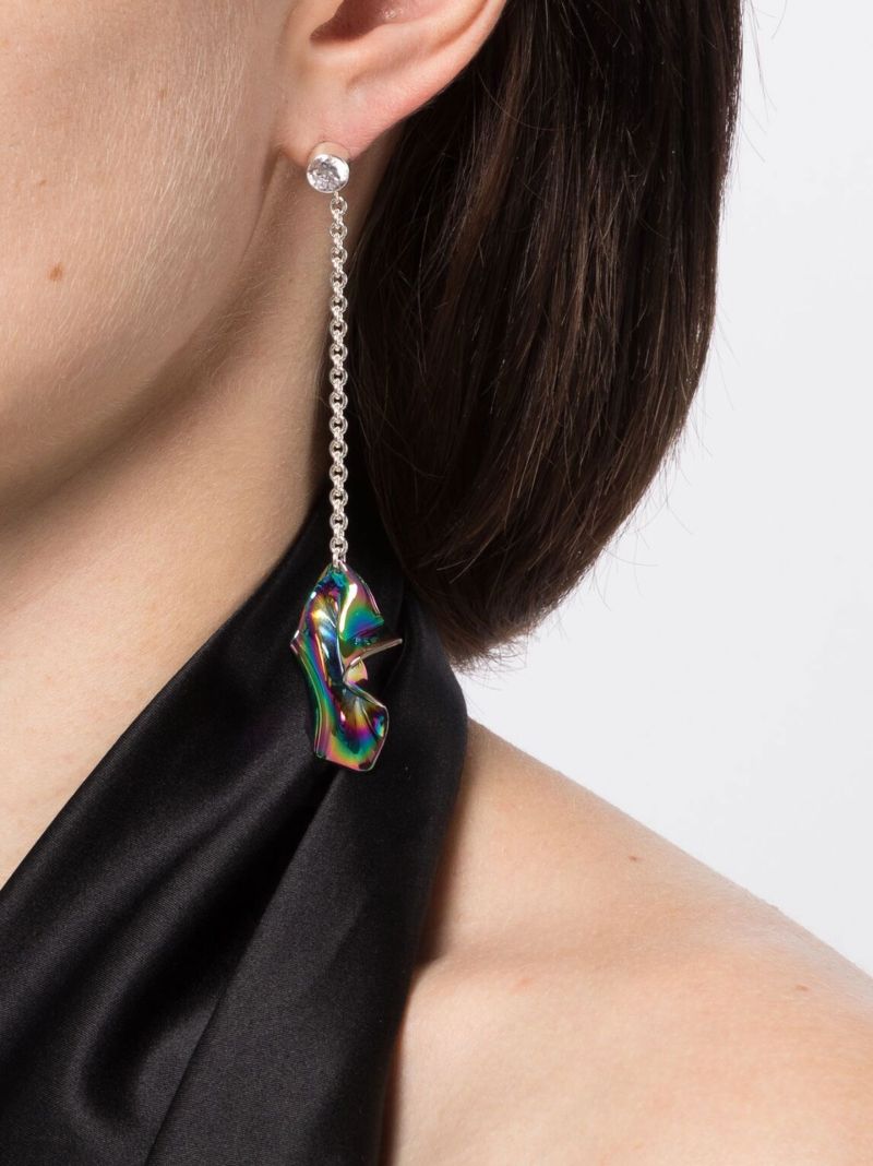 Sterling Silver Gelsey Iridescent Fold Crystal Drop Earrings