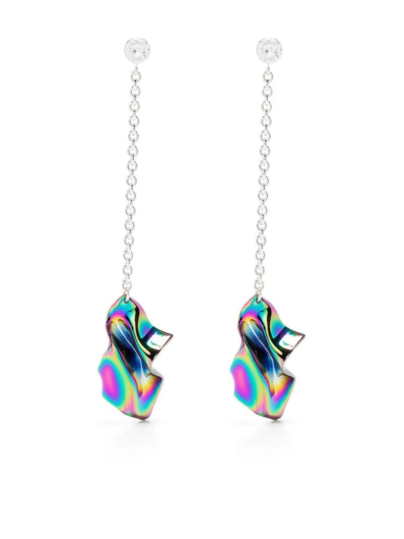 Sterling Silver Gelsey Iridescent Fold Crystal Drop Earrings