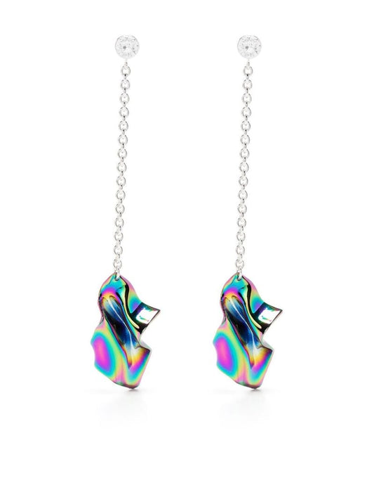 Sterling Silver Gelsey Iridescent Fold Crystal Drop Earrings
