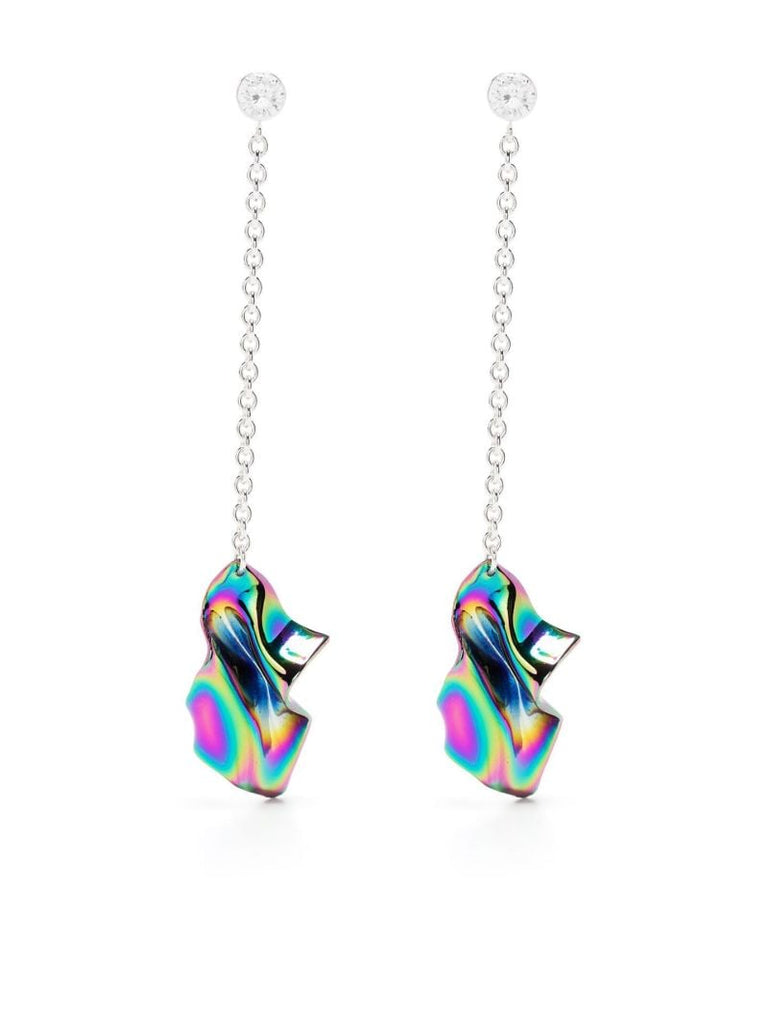 Sterling Silver Gelsey Iridescent Fold Crystal Drop Earrings