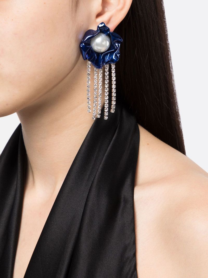 Blue Titania Pearl Crystal Drop Earrings