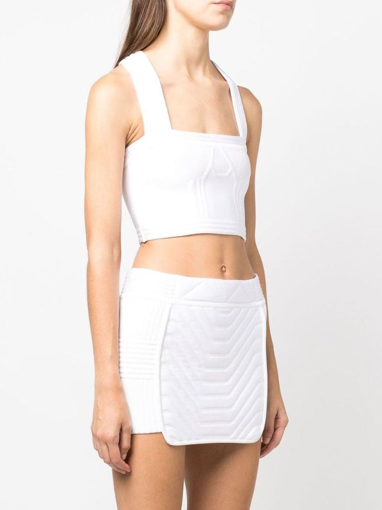 White Panelled Crop Top