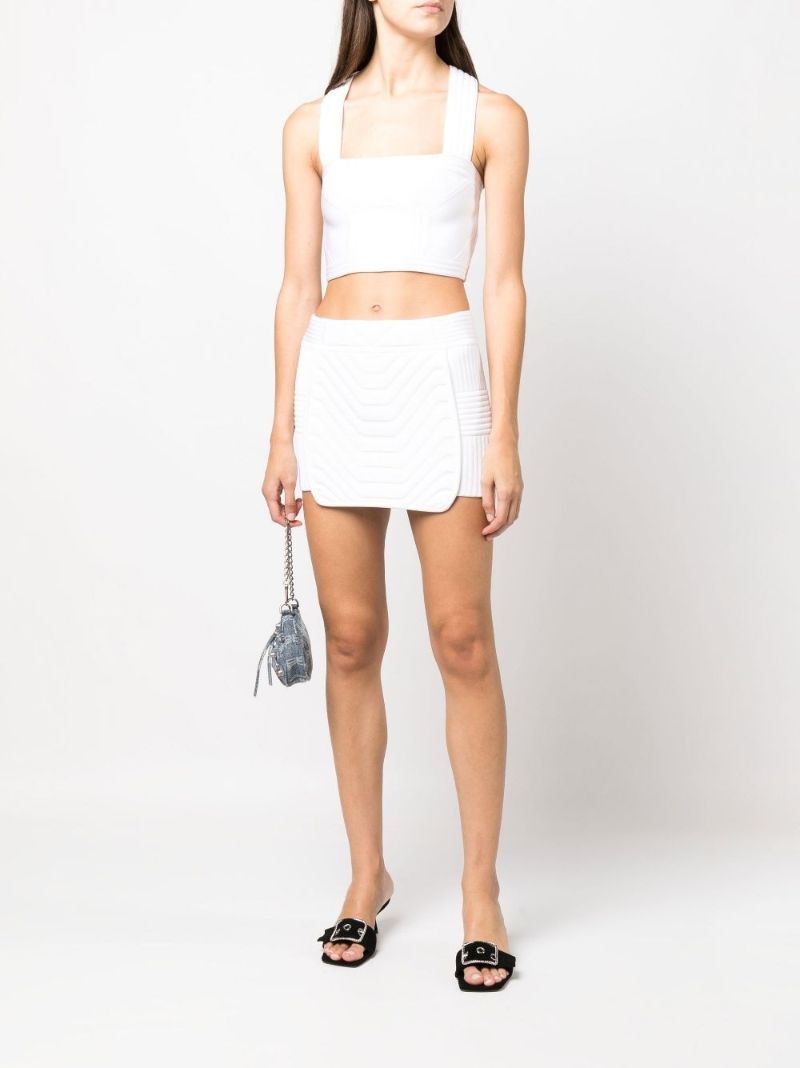 White Panelled Crop Top