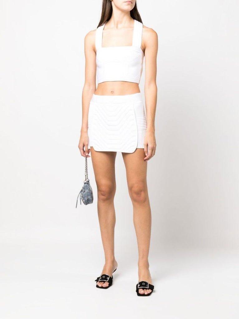 White Panelled Crop Top