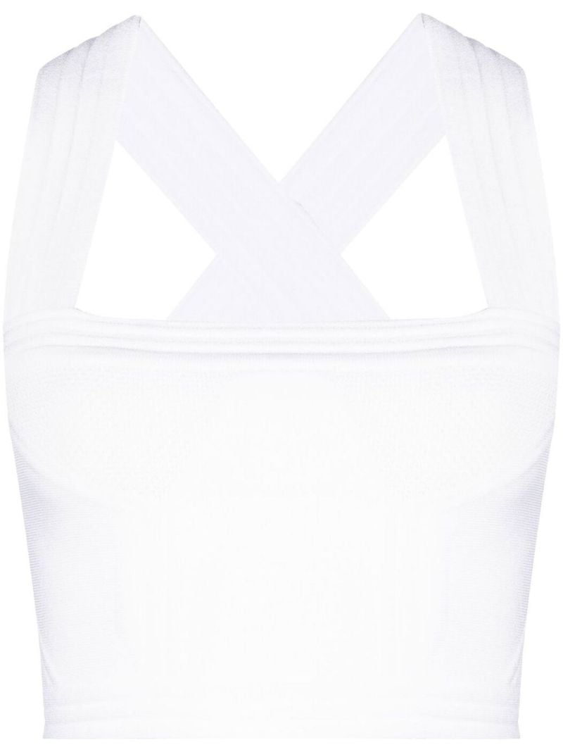 White Panelled Crop Top